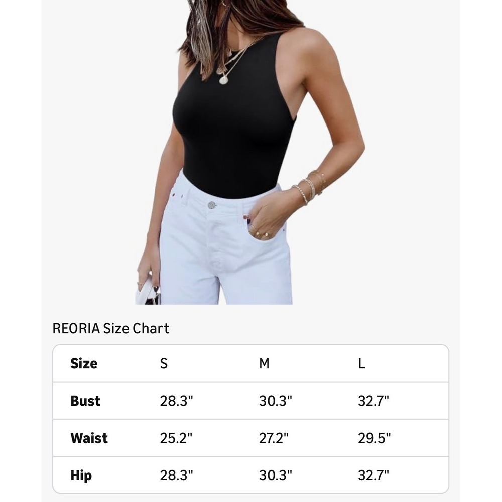 REORIA Womens Black Sleeveless High Neck Bodysuit Size M Double Lined Snaps